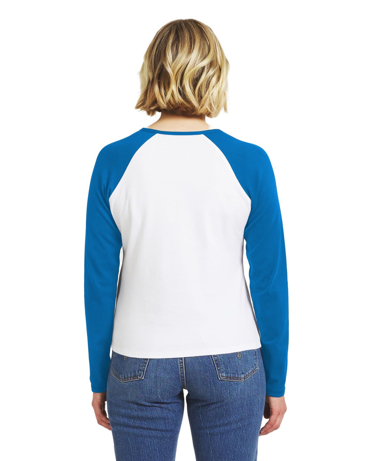 Женская футболка WEAR by Erin Andrews White/Blue Detroit Lions Henley Long Sleeve Raglan — фото 2