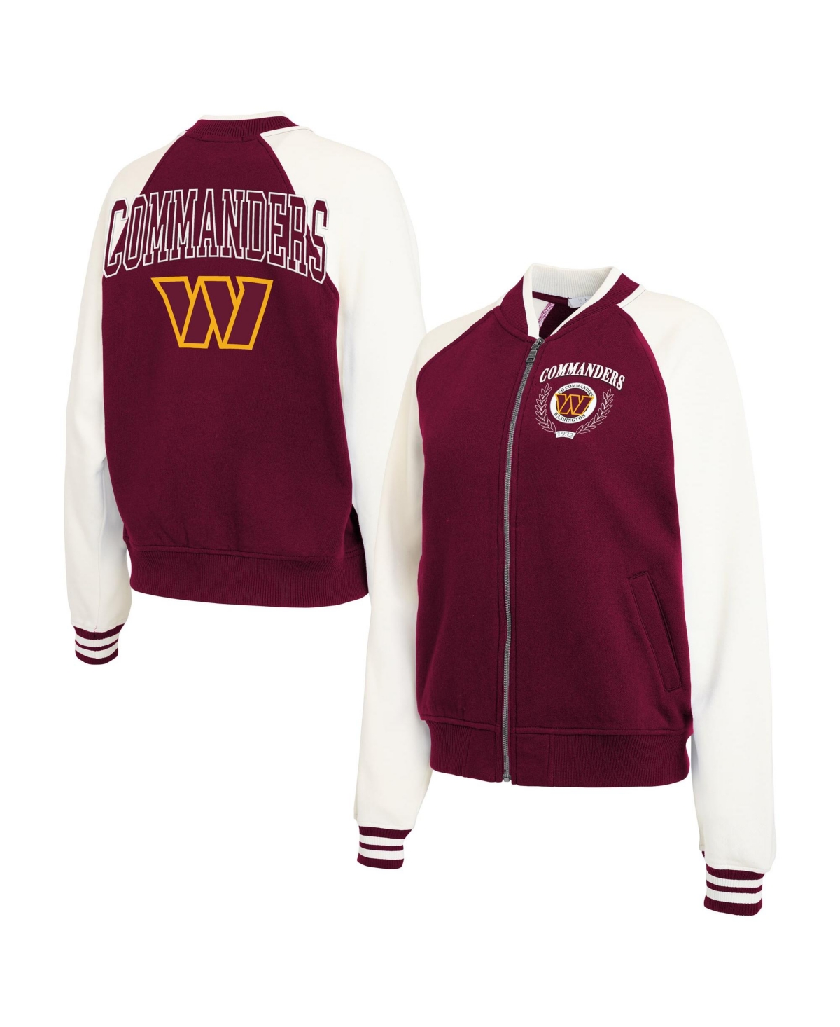 Wear by Erin Andrews Women's Washington Commanders Varsity Full-Zip Fleece Jacket