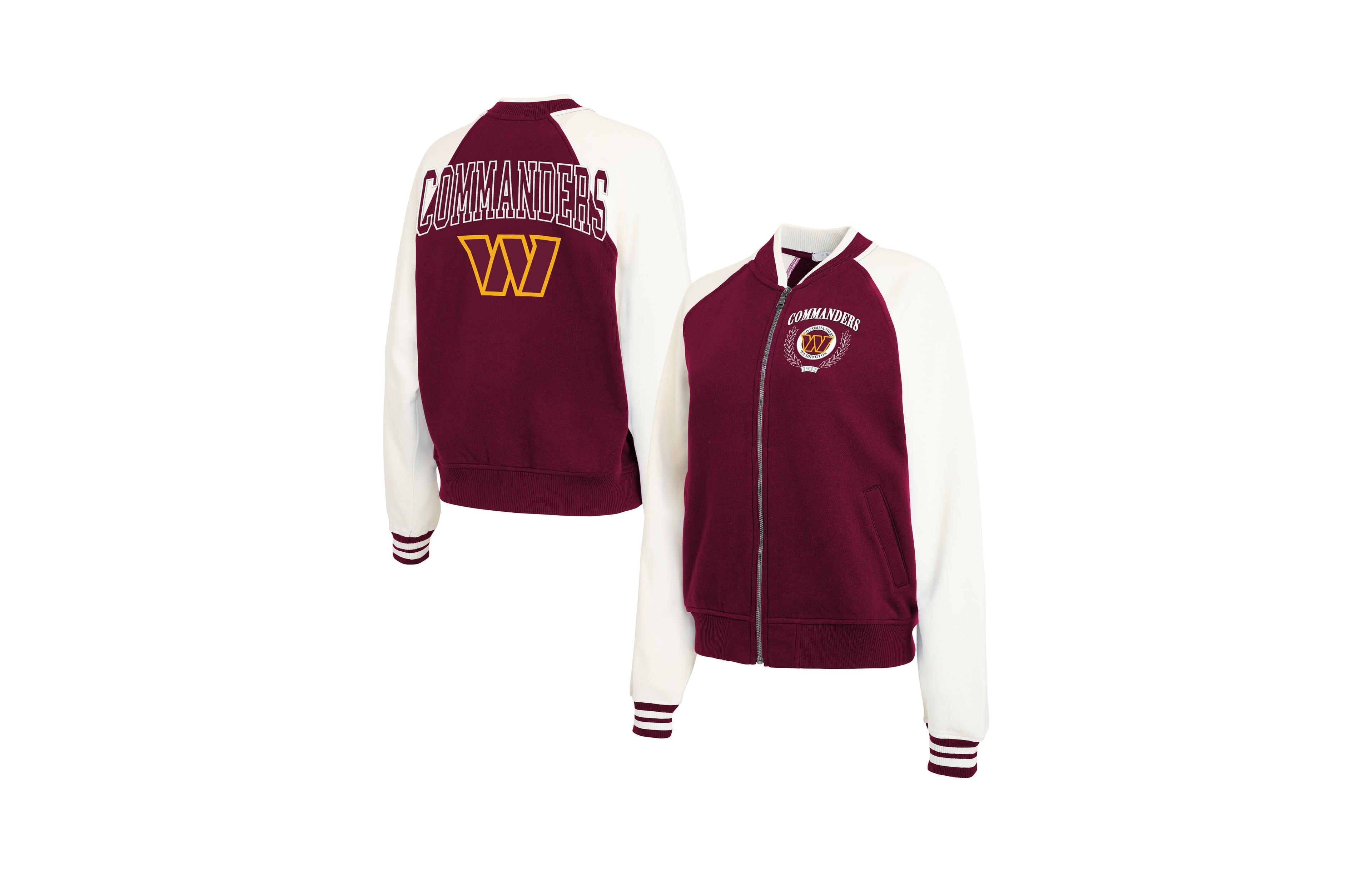 Wear by Erin Andrews Women's Washington Commanders Varsity Full-Zip Fleece Jacket