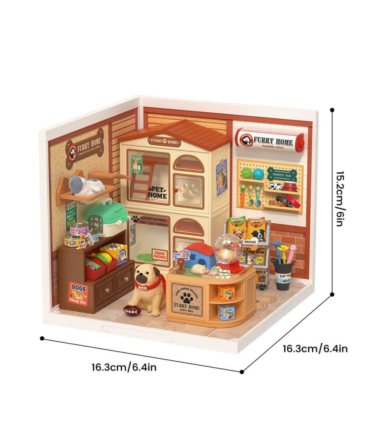 Детский конструктор Robotime Furry Friends' Home Pet Shop 87-Piece Building Set, Ages 14+ — фото 4