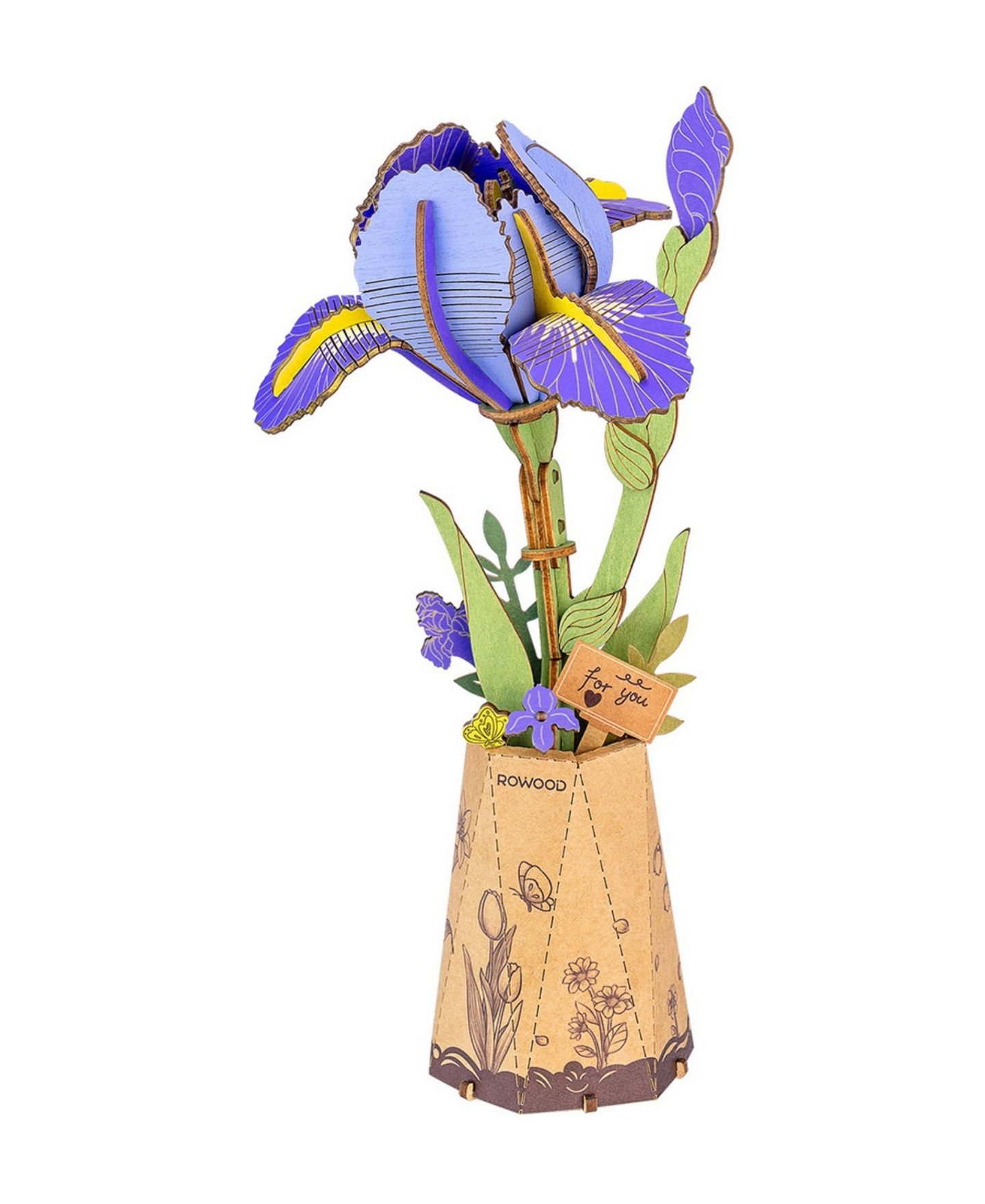 Детский конструктор Robotime Purple Iris 3D Wooden Puzzle Building Kit, Ages 14+ — фото 1