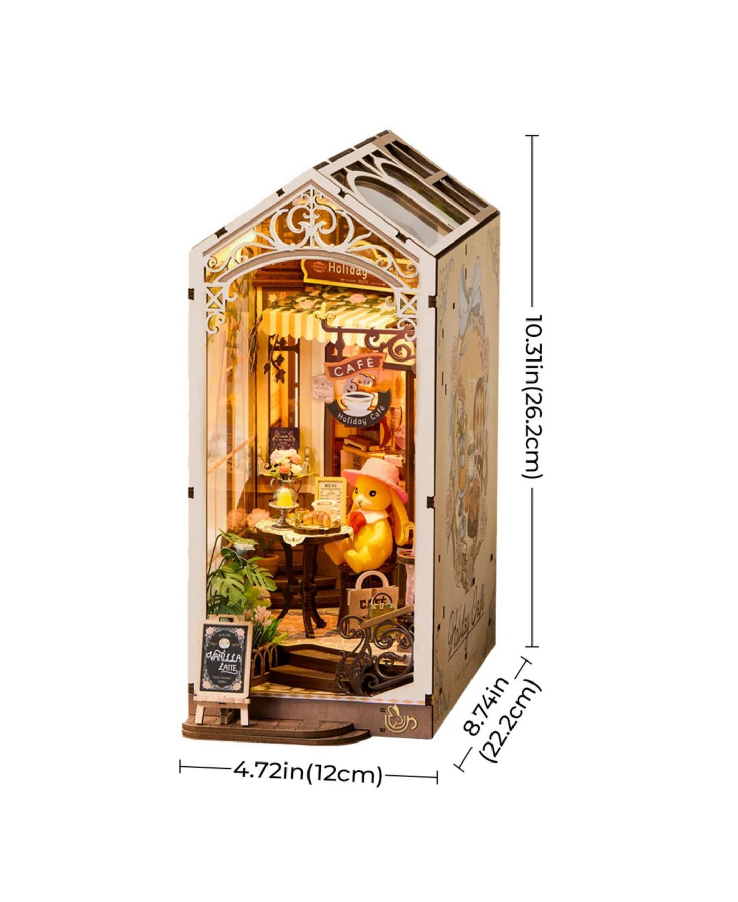 Детский пазл Robotime Holiday Cafe 171-Piece 3D Wooden Book Nook Puzzle, Dual LED Lighting, от 14 лет — фото 5