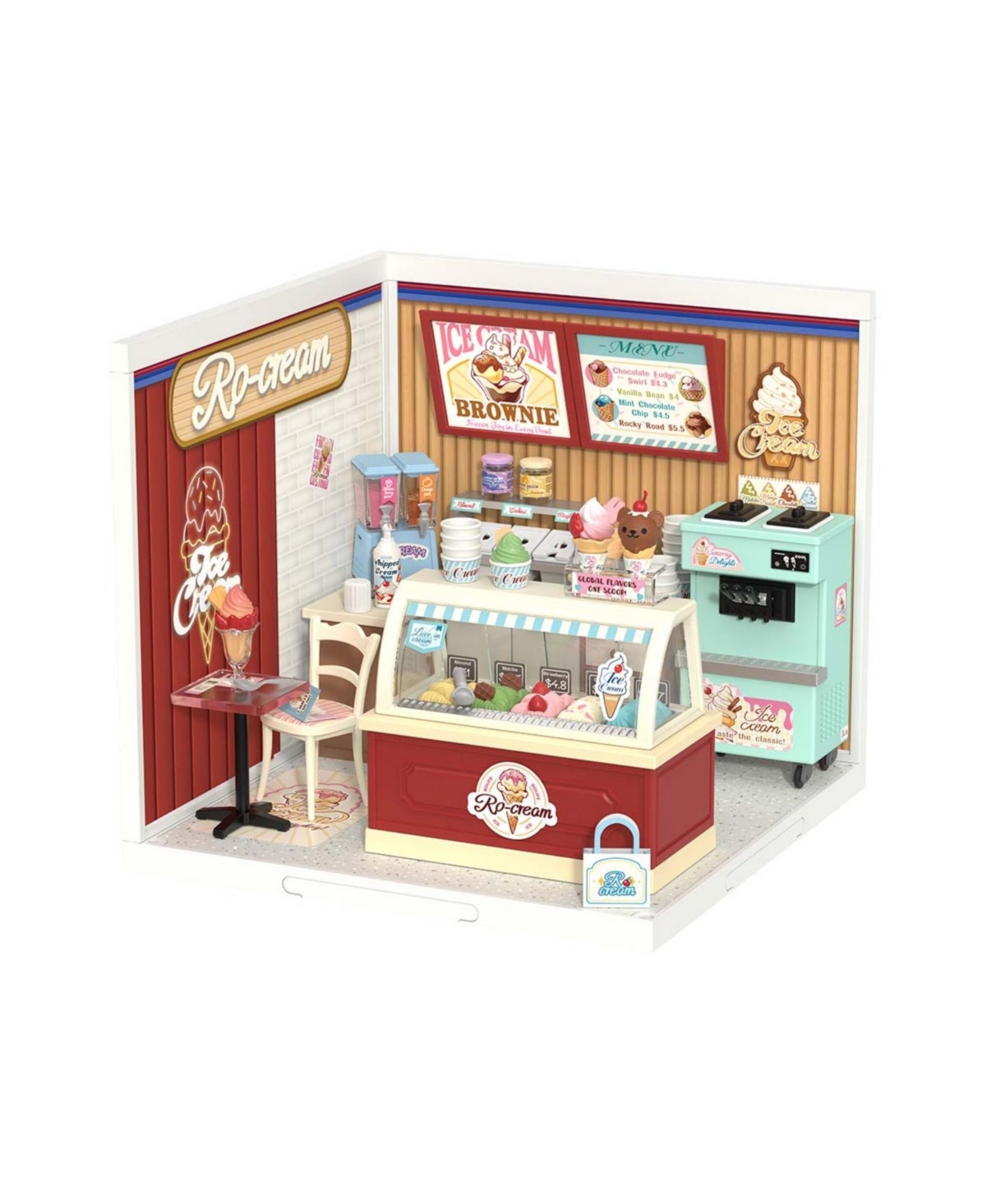 Robotime Super Creator Series Flavorful Ice Cream Shop Diy Building Kit, 144-Piece, Ages 14+