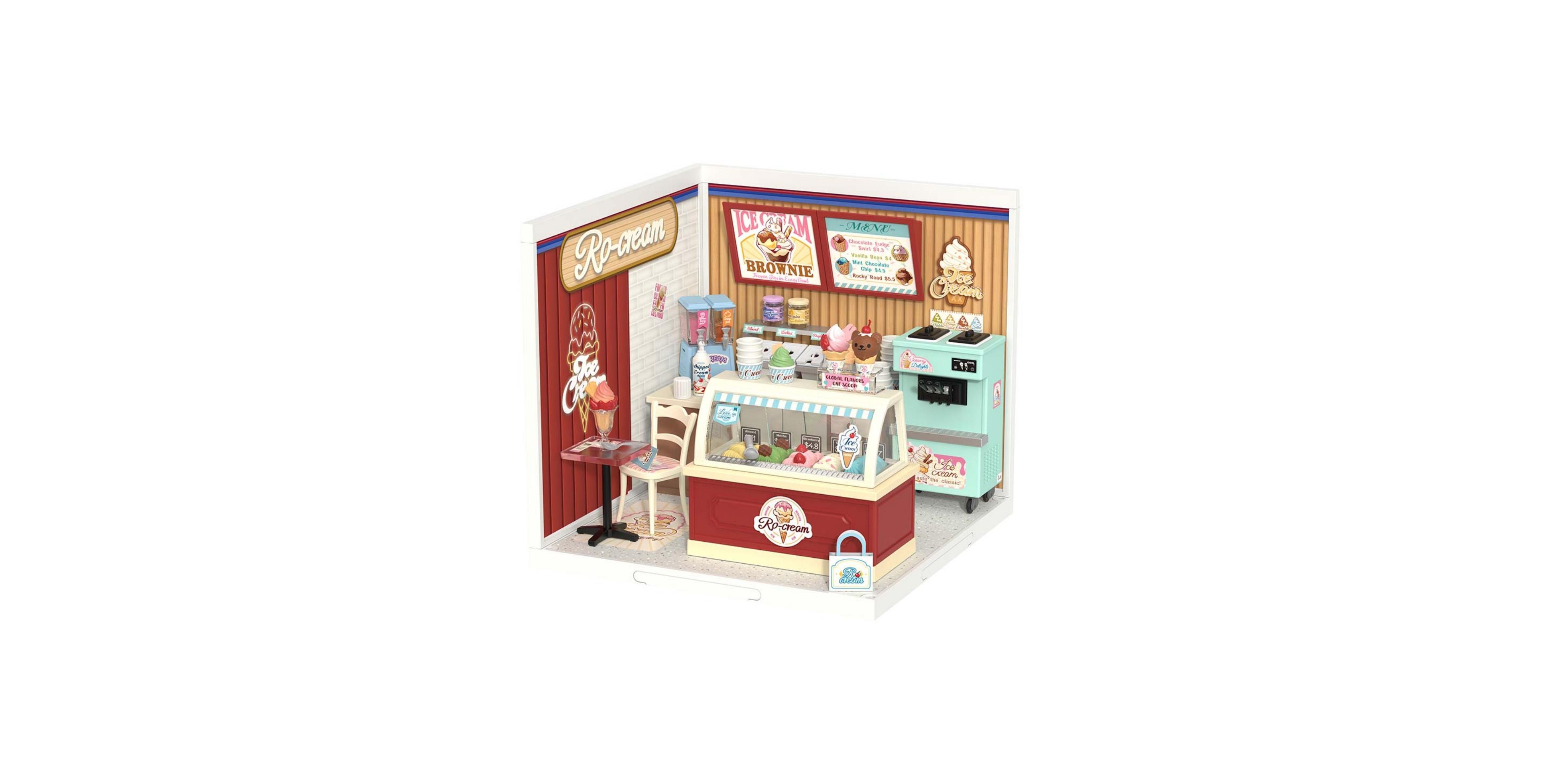 Robotime Super Creator Series Flavorful Ice Cream Shop Diy Building Kit, 144-Piece, Ages 14+