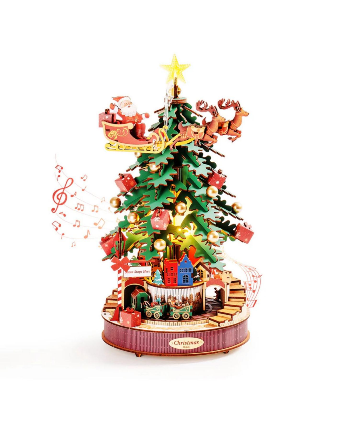 Детский конструктор Robotime Christmas Music Dreamer 319-Piece 3D Wooden Puzzle Building Set, Ages 14+ — фото 1