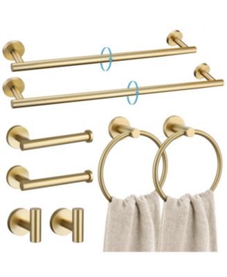 8 Piece 24" Bathroom Hardware Set SUS304 Stainless Steel Wall Mounted Round Towel Bar Kit