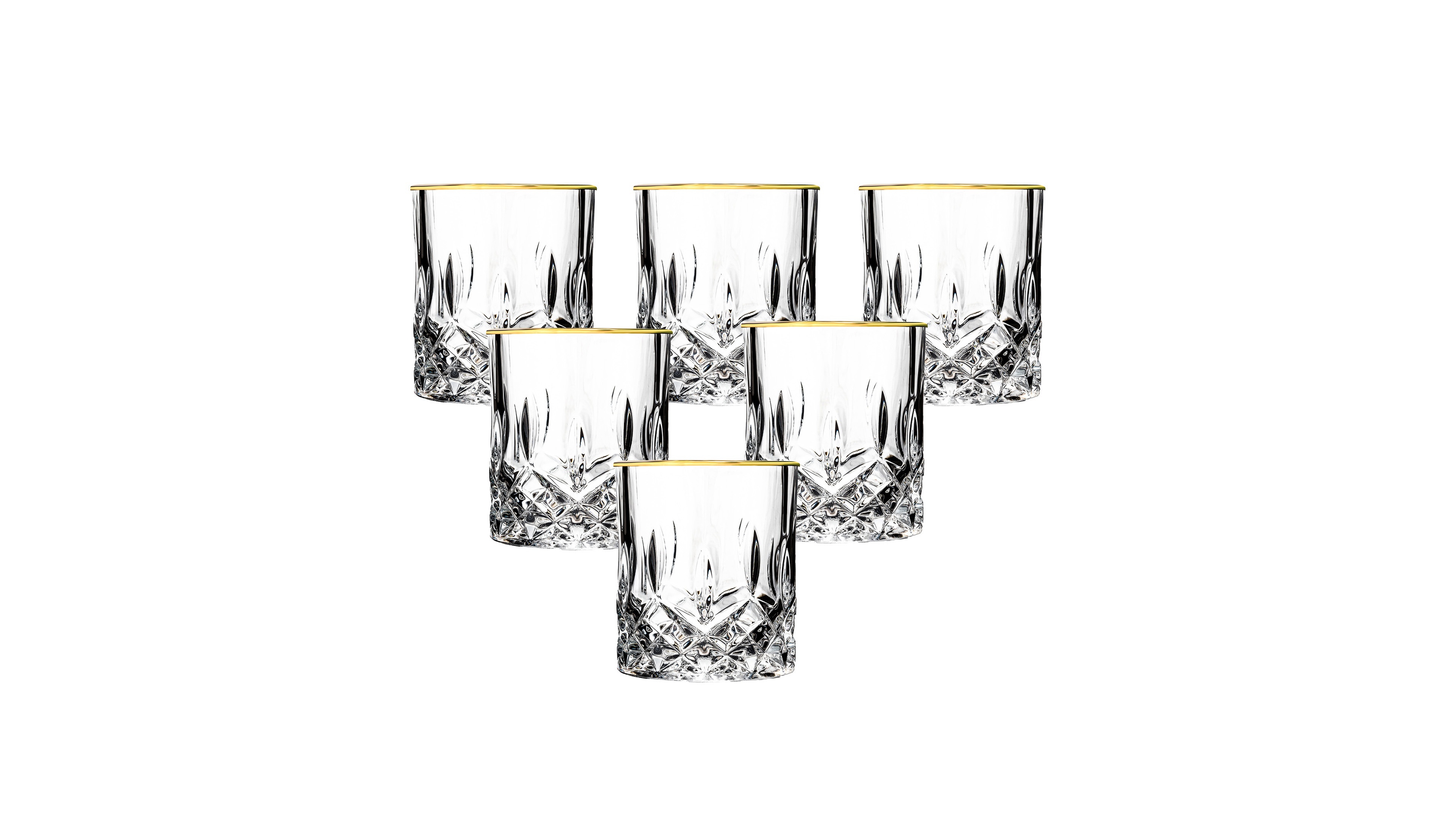 Siena Collection 4 Piece Shot Glass with Gold Trim Set