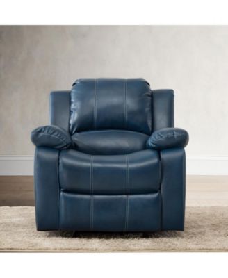 Charlotte Navy Blue Glider Recliner, 330LBS Faux Leather Reclining Glider Chair with Contrast Stitching and Wood Frame
