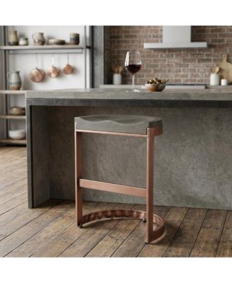 Natural Fabric And Wood Counter Height Bar Chair