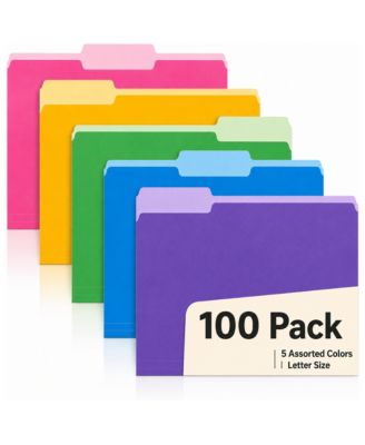 100 Pack Manila File Folders 1/3 Cut Tab Letter Size Office School Home Business Filing Supplies