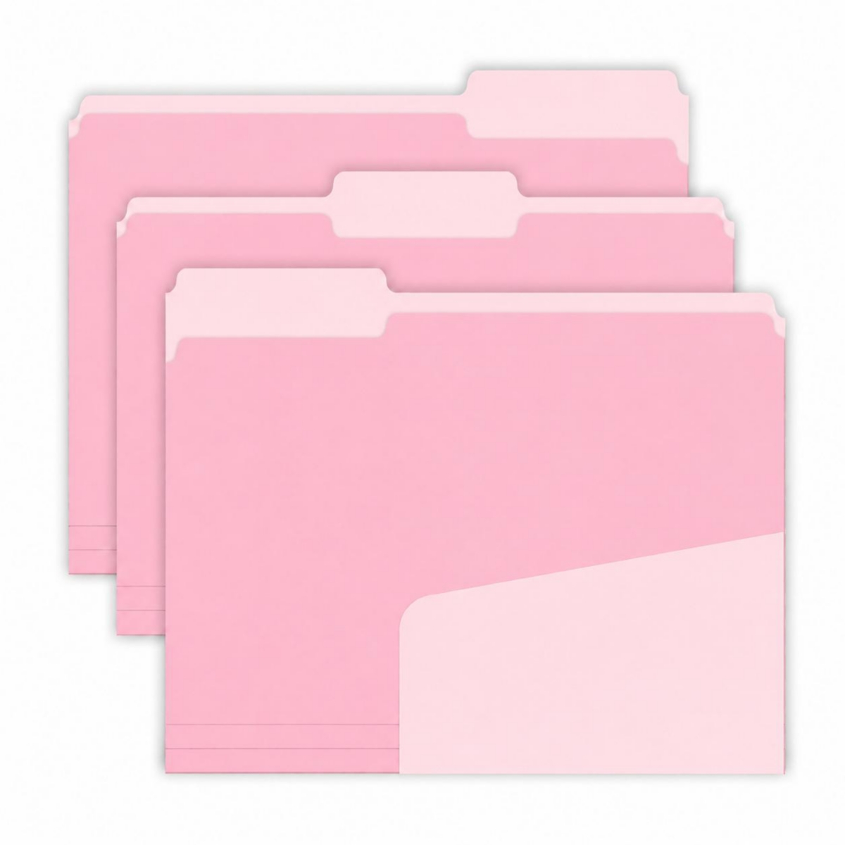 Four Candies 100 Pack Manila File Folders 1/3 Cut Tab Letter Size Office School Home Business Filing Supplies - Pink