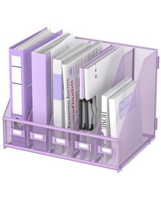 Metal Mesh Desk Organizer 5 Vertical Compartments File Holder for Office Classroom Home Workspace