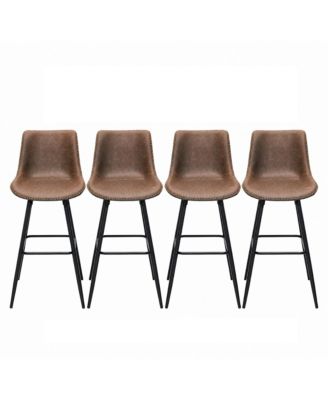 Bar Stools Set of 4, 30" Bar Height Barstools with Backs,Metal Legs