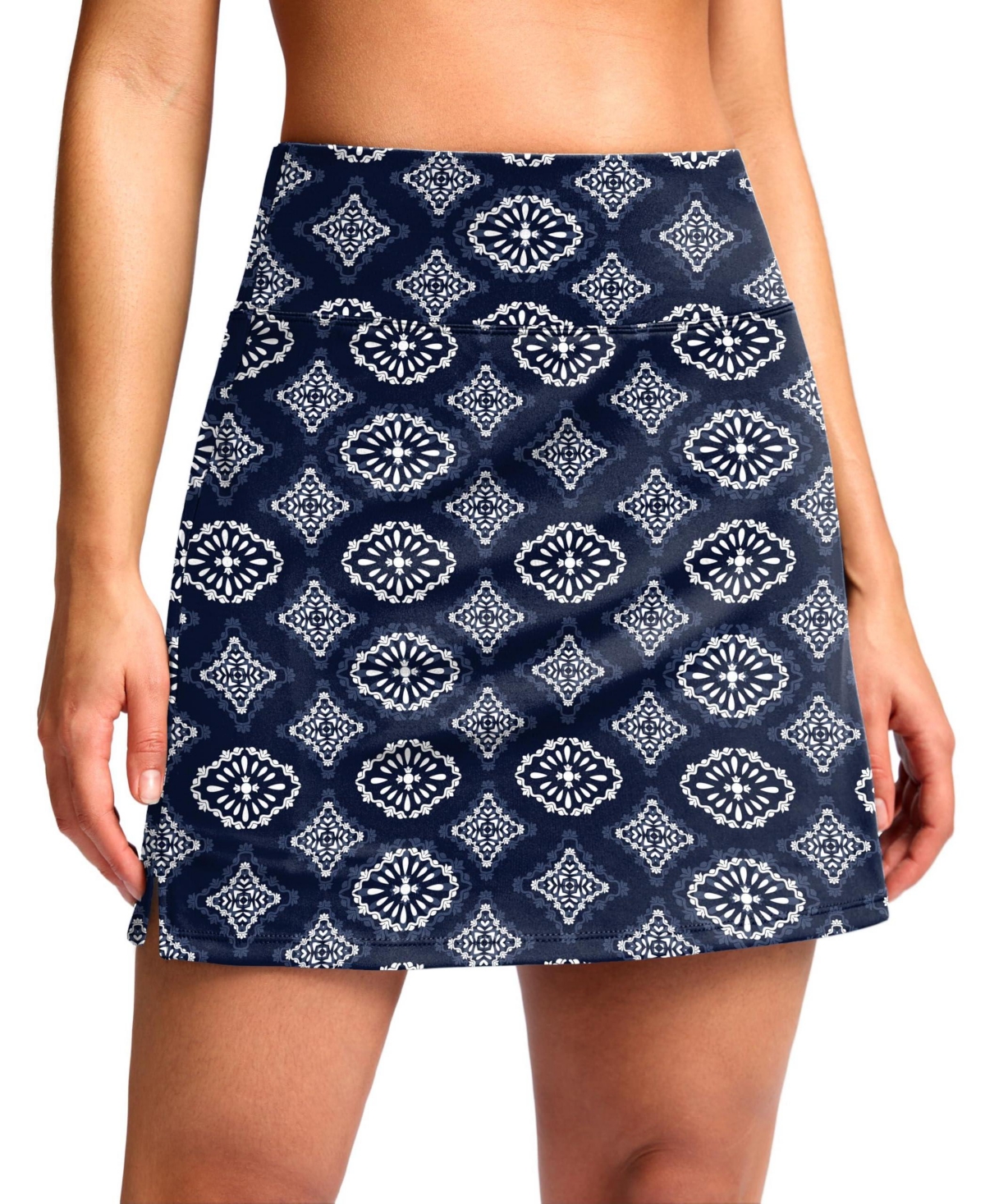 Sportneer 16 Inch High Waist Skorts With Pockets Stretch Athletic Workout Skirt - Blue flower x-small