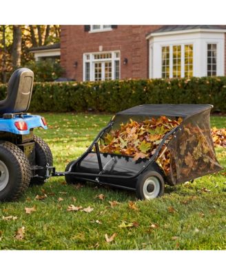 42 in. Tow Behind Lawn Sweeper, 14 cu. ft. Heavy Duty Carbon Steel Leaf Collector with Dump Rope for Yard, Driveway and Sidewalk