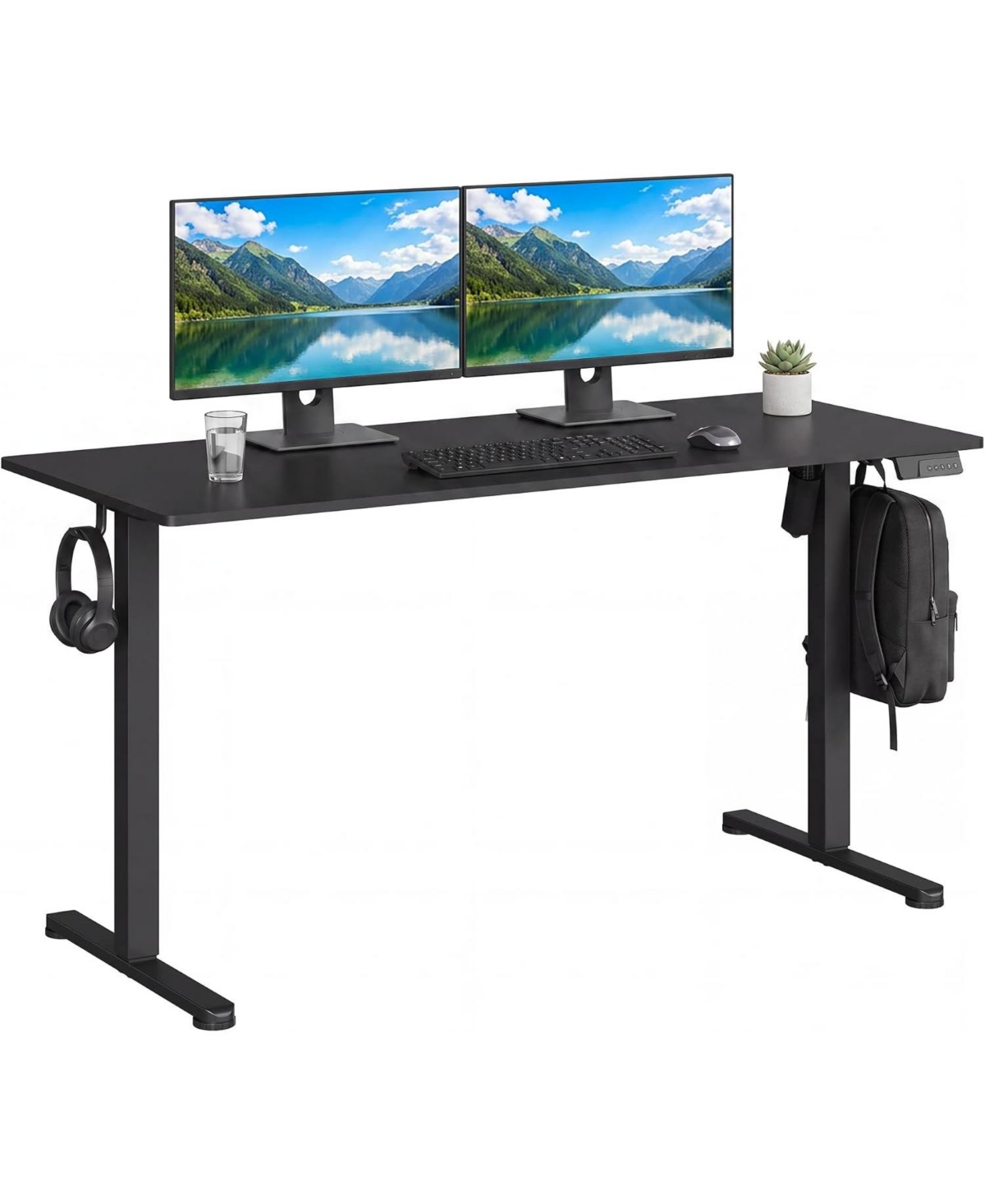 homfan Electric Standing Desk 48 x 24 Inch, Height Adjustable Sit Stand Desk with 3 Memory Presets, Home Office Computer Desk