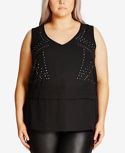 City Chic Trendy Plus Size Studded Top