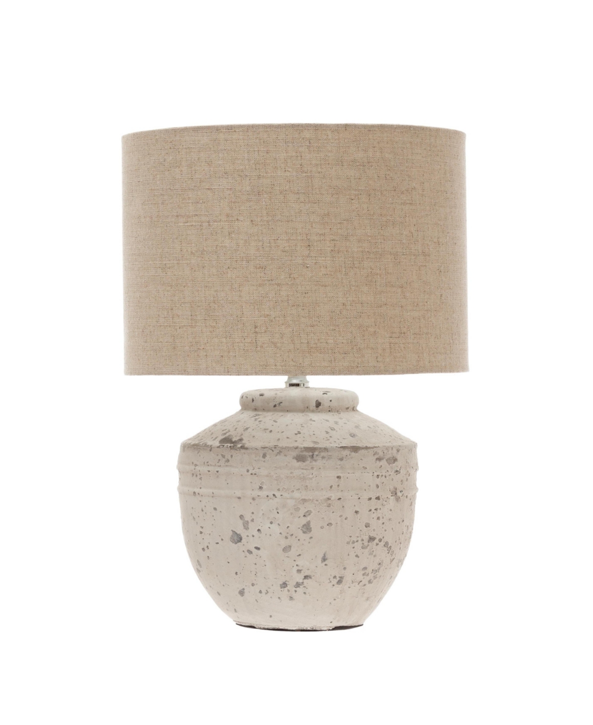 Storied Home Cement Table Lamp with Linen Shade, Distressed