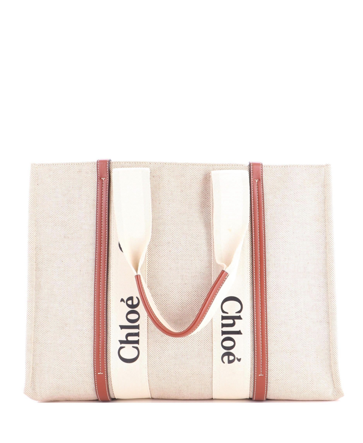 Pre-Owned Chloe Large Woody Tote Canvas with Leather