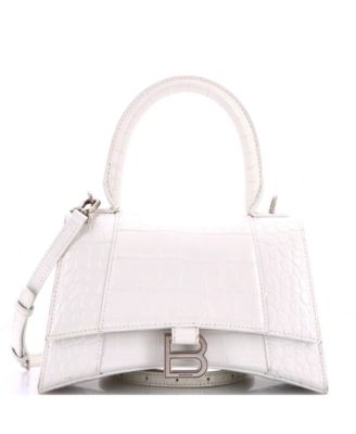 Small Hourglass Top Handle Bag Embossed Leather