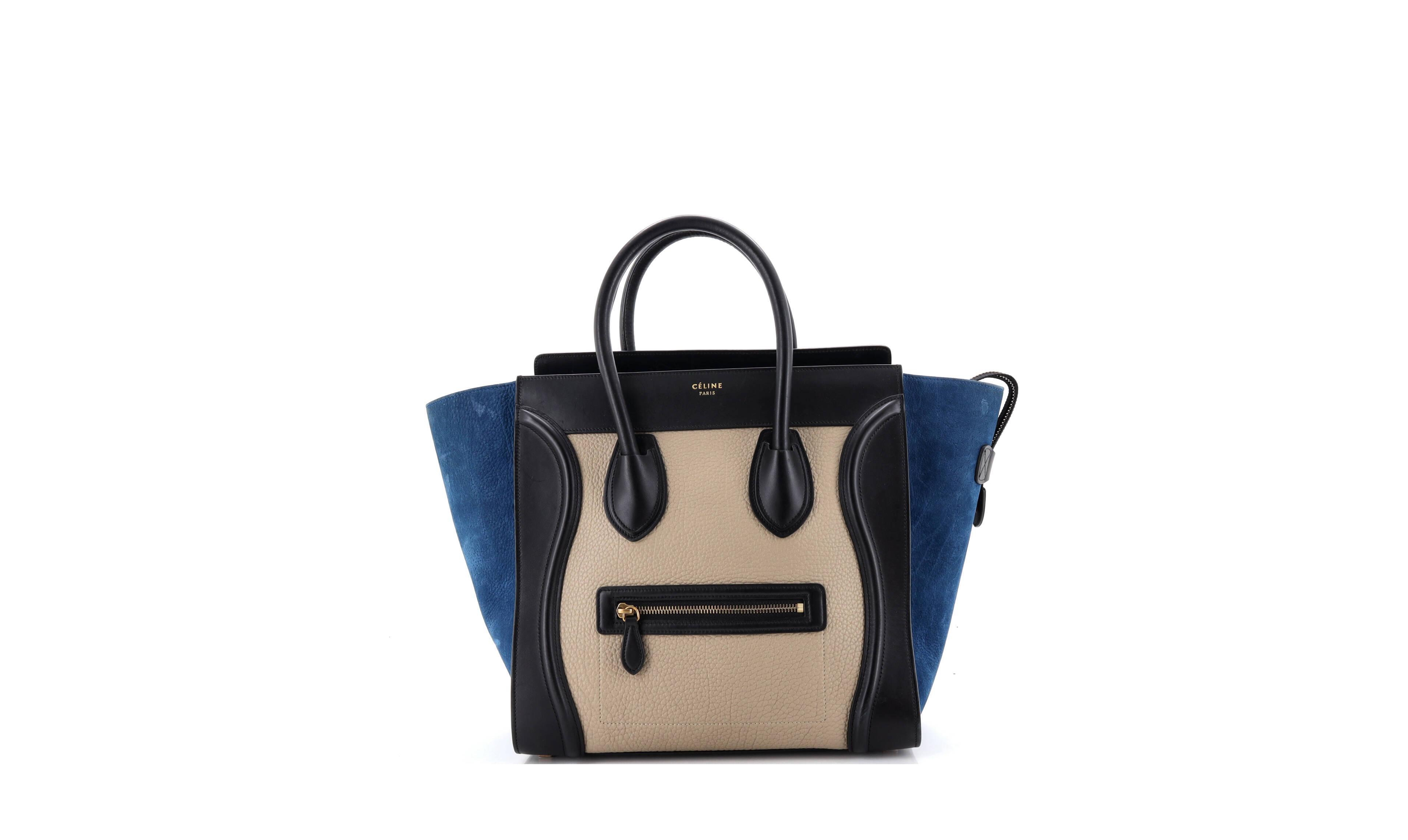 Pre-Owned Celine Mini Tricolor Luggage Bag Leather