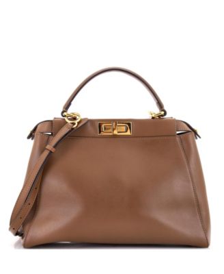 Regular Peekaboo Iconic Bag Leather with Pequin Canvas Interior