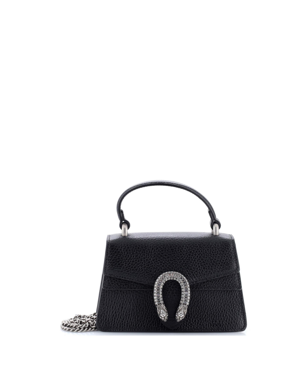 Pre-Owned Gucci Mini Dionysus Top Handle Bag Leather with Crystals - Black