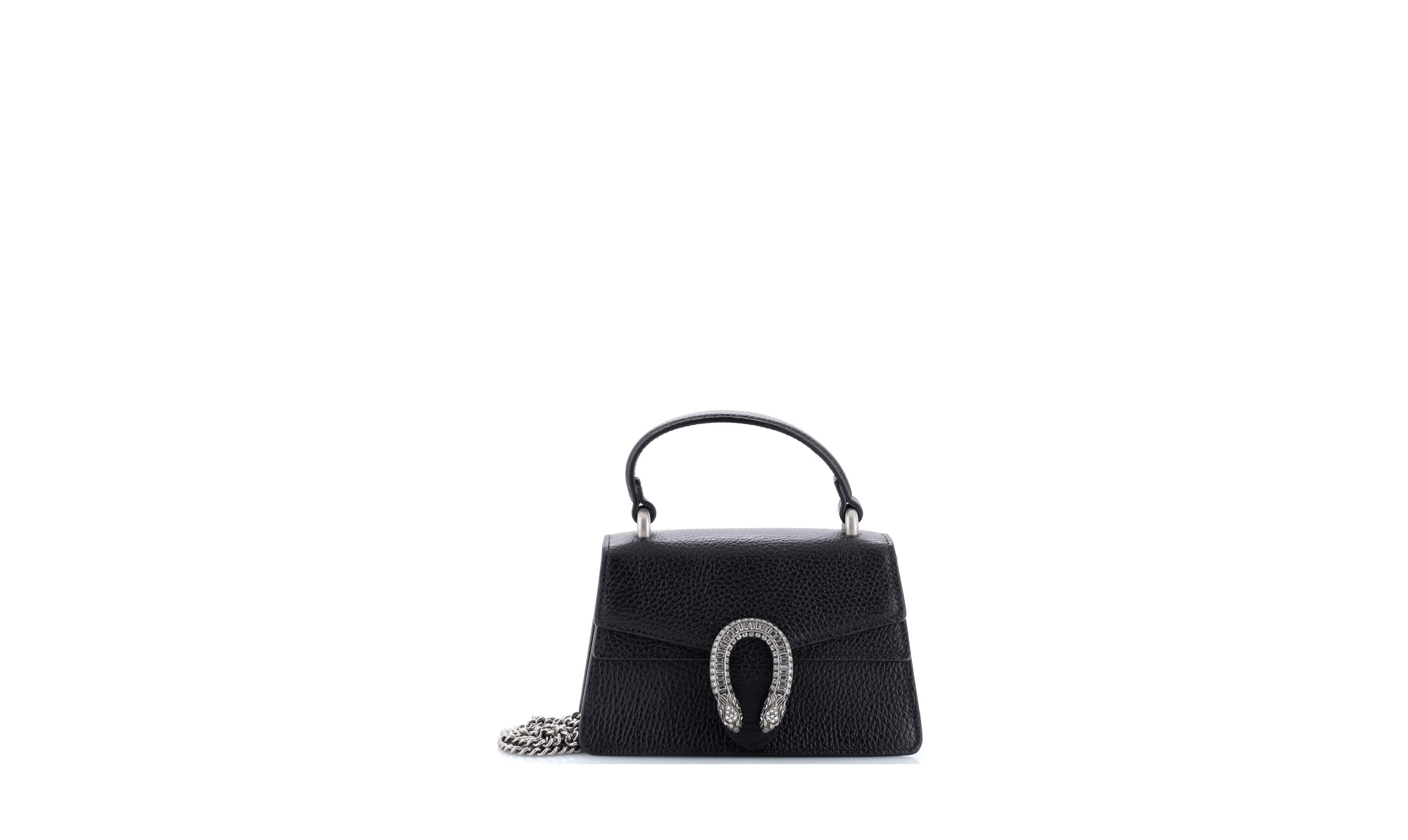 Pre-Owned Gucci Mini Dionysus Top Handle Bag Leather with Crystals
