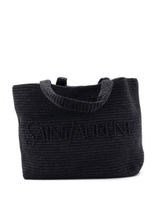 Logo Supple Tote Embroidered Raffia