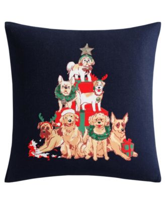 Dog Christmas Cotton Canvas Square Pillow, 20" x 20"