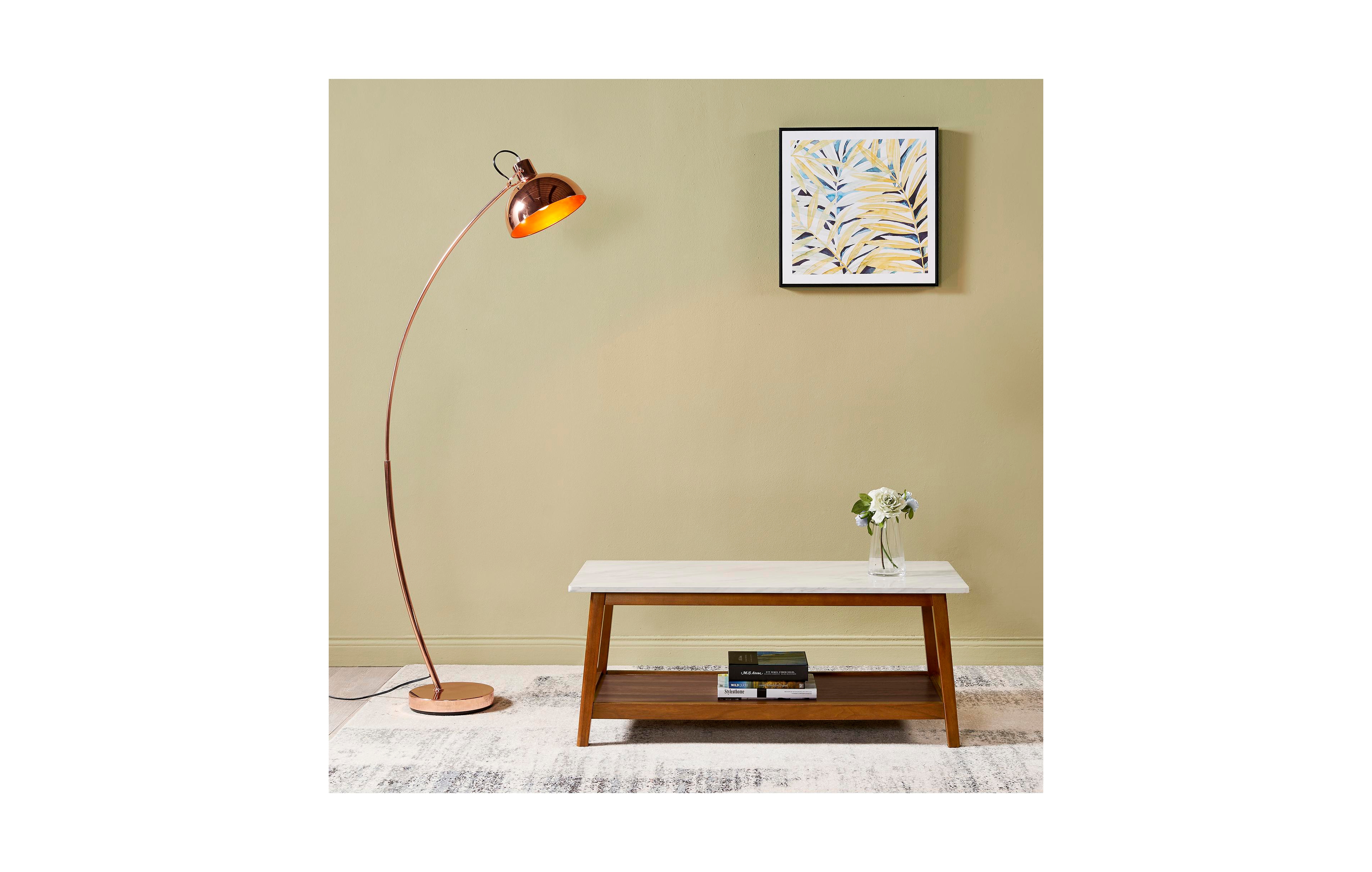 Teamson Home Kingston Wooden Coffee Table with Storage and Marble-Look Top, Faux Marble/Walnut
