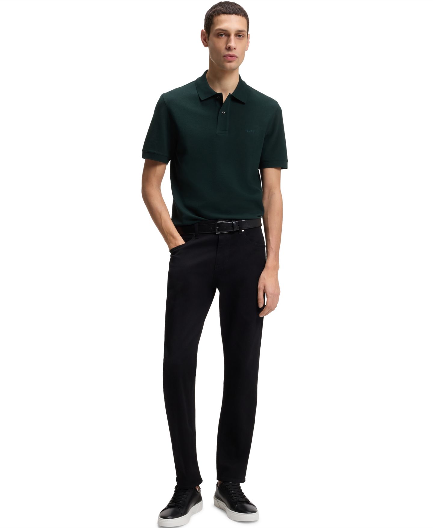 Мужское поло Hugo Boss Cotton Piqué Pallas Logo Polo Shirt, цвет: Зелёный — фото 2