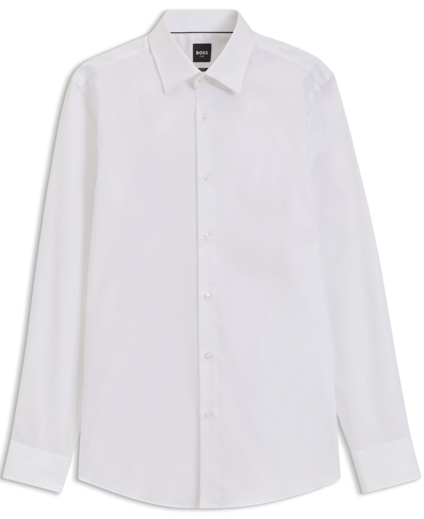 Мужская рубашка Hugo Boss Wrinkle-Free Poplin Slim-Fit Business Dress Shirt, цвет: Белый — фото 7
