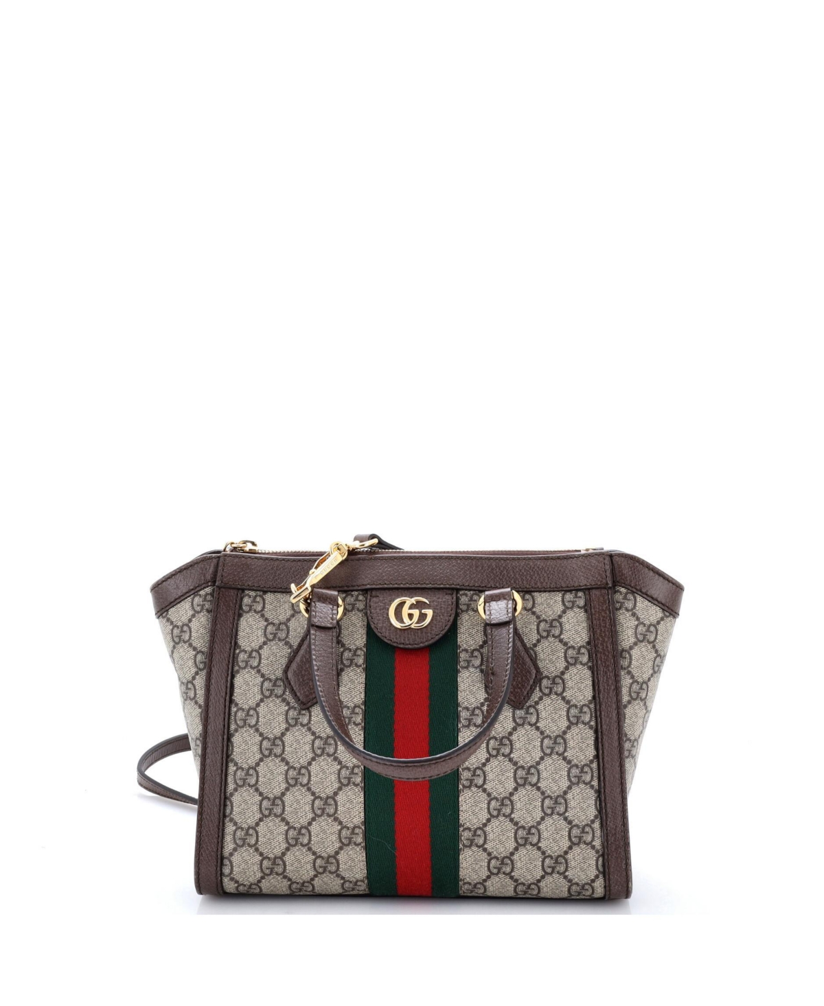 Pre-Owned Gucci Small Ophidia Top Handle Tote Gg Coated Canvas - Brown