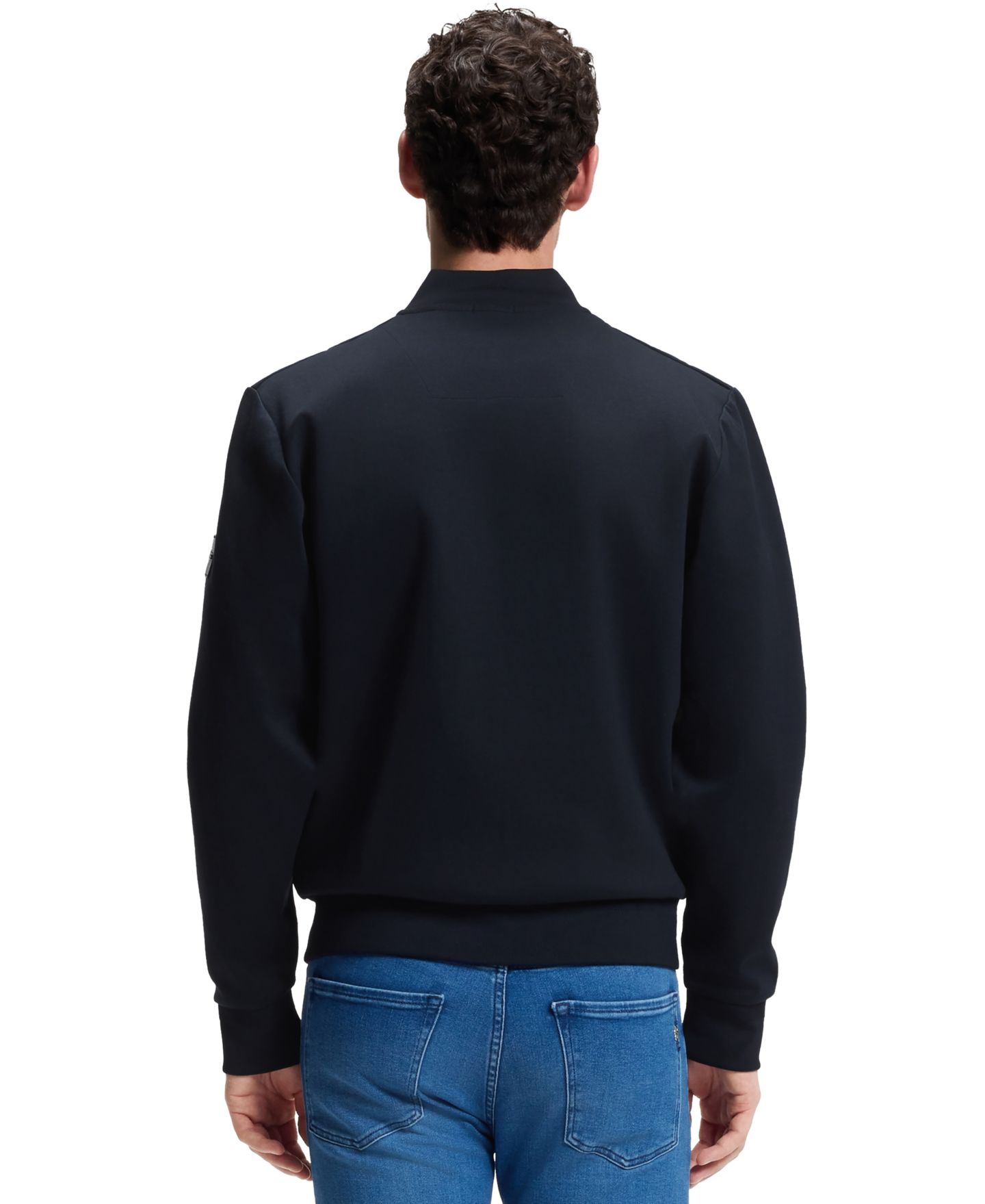 Мужская куртка Hugo Boss Cotton-Blend Zip-Up Padded, цвет: Тёмный синий — фото 2