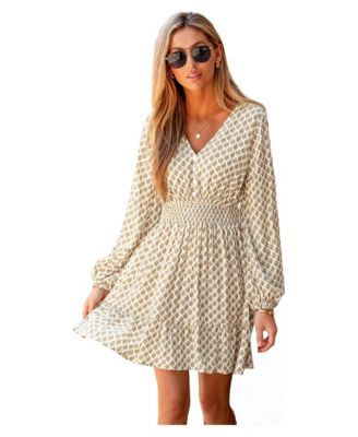 Women's Darling V-Neck Long-Sleeve A-Line Mini Dress