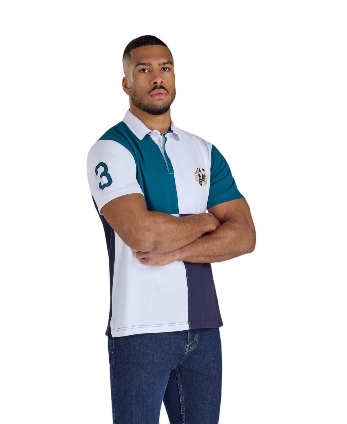Raging Bull Men's Cut and Sew Harlequin Rugby T- Shirt
