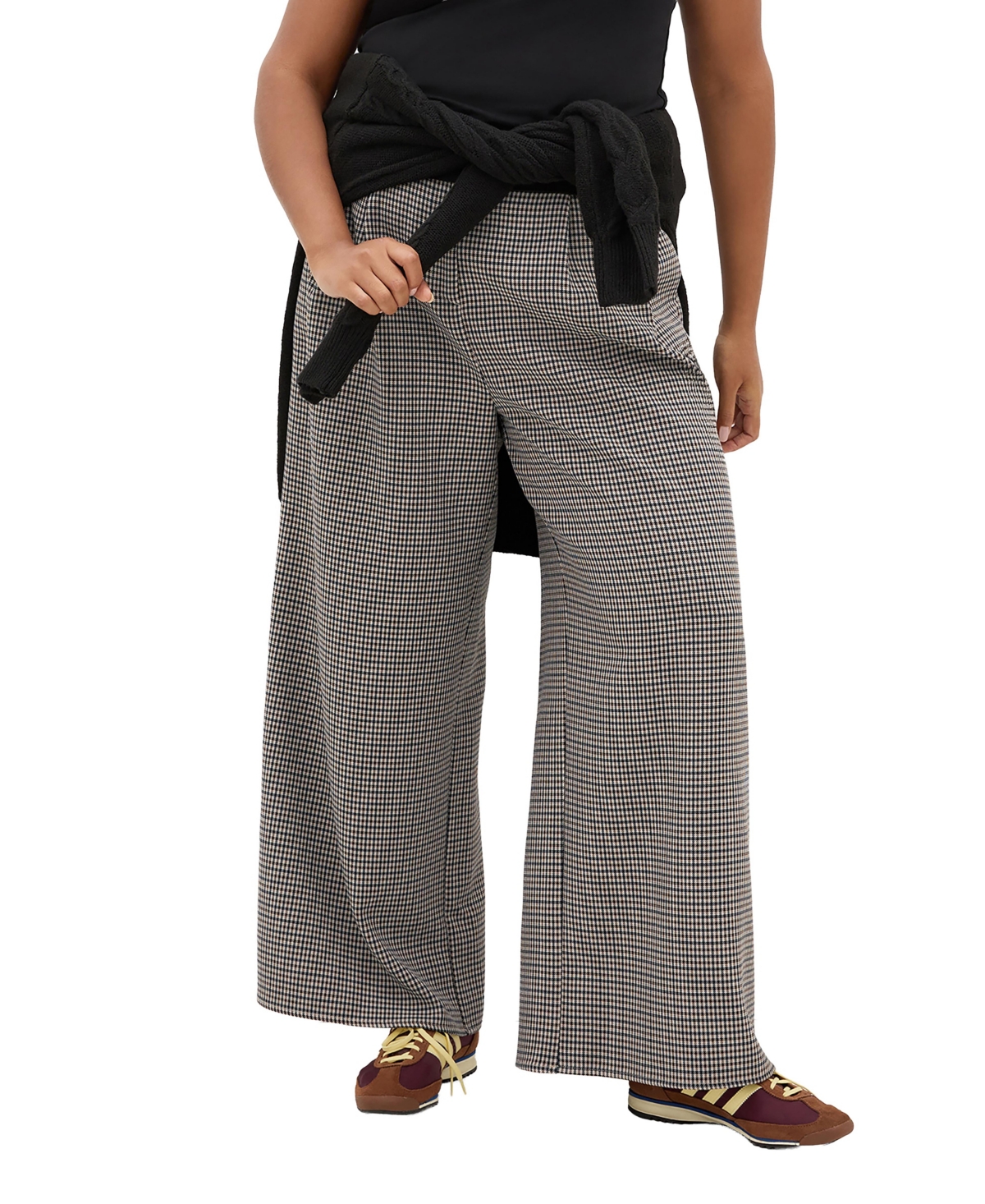 City Chic Women's Tiana Plaid Wide Leg Pant