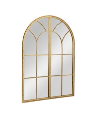 Decorative Metal Arched Windowpane Wall Mirror