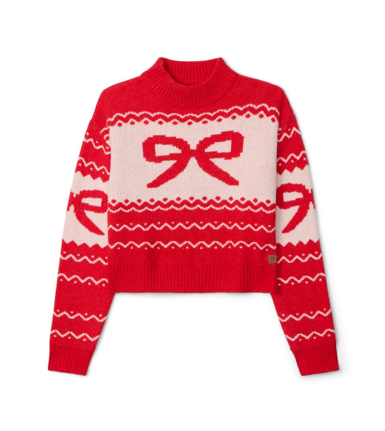 Women's Bow Cropped Christmas Sweater