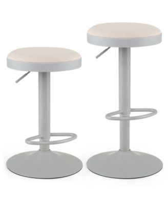 Set of 2 Adjustable Height Swivel Bar Stools with D-Shaped Footrest