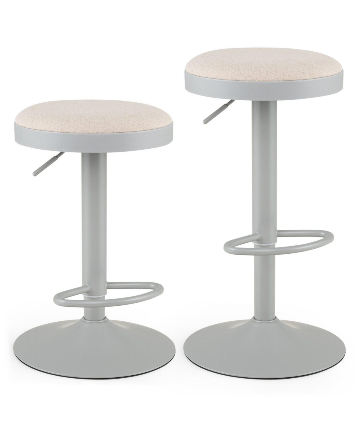 Sugift Set of 2 Adjustable Height Swivel Bar Stools with D-Shaped Footrest - Grey