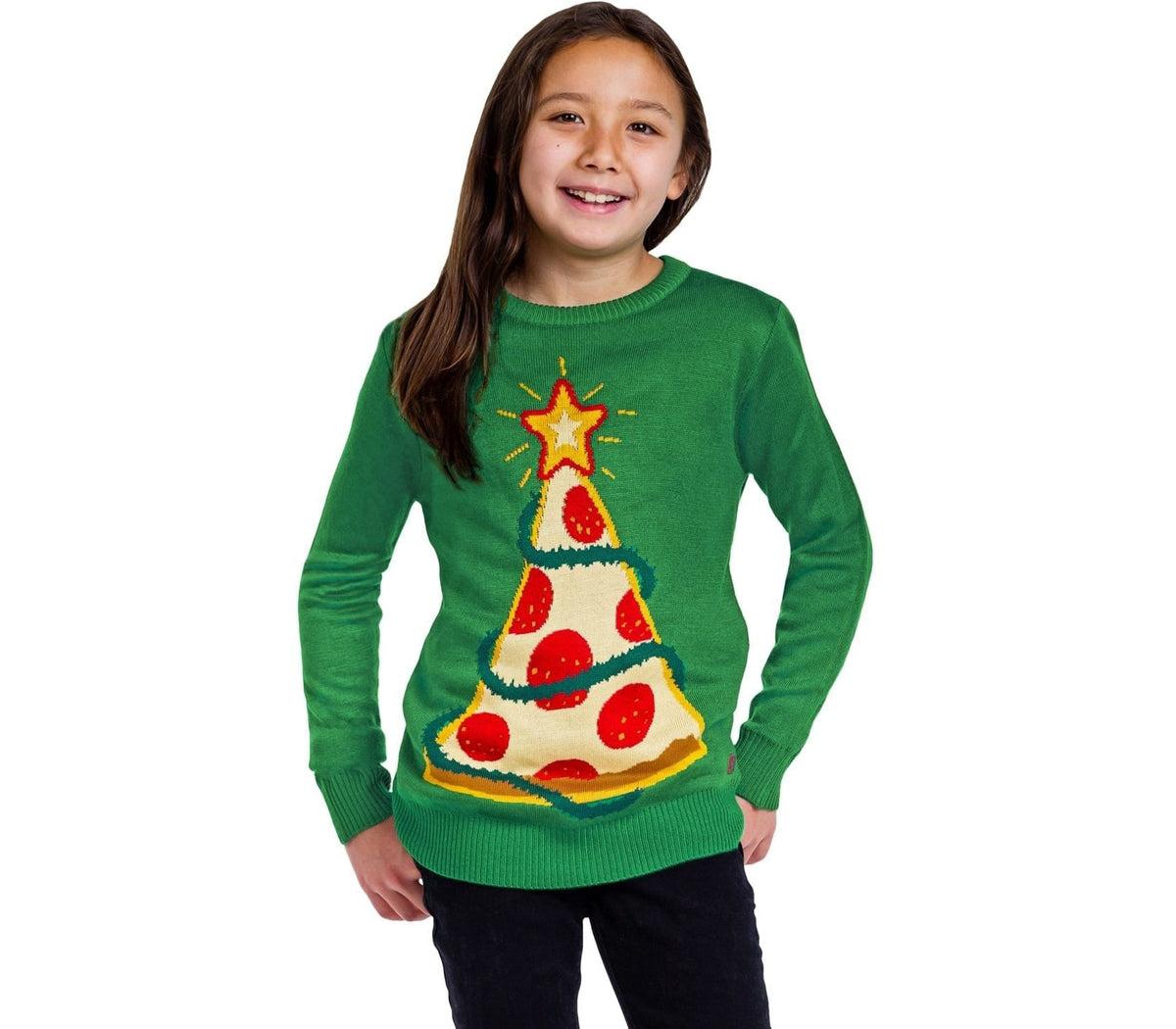 Tipsy Elves Boys' and Girls' Pizza Tree Christmas Holiday Long-Sleeve Sweater