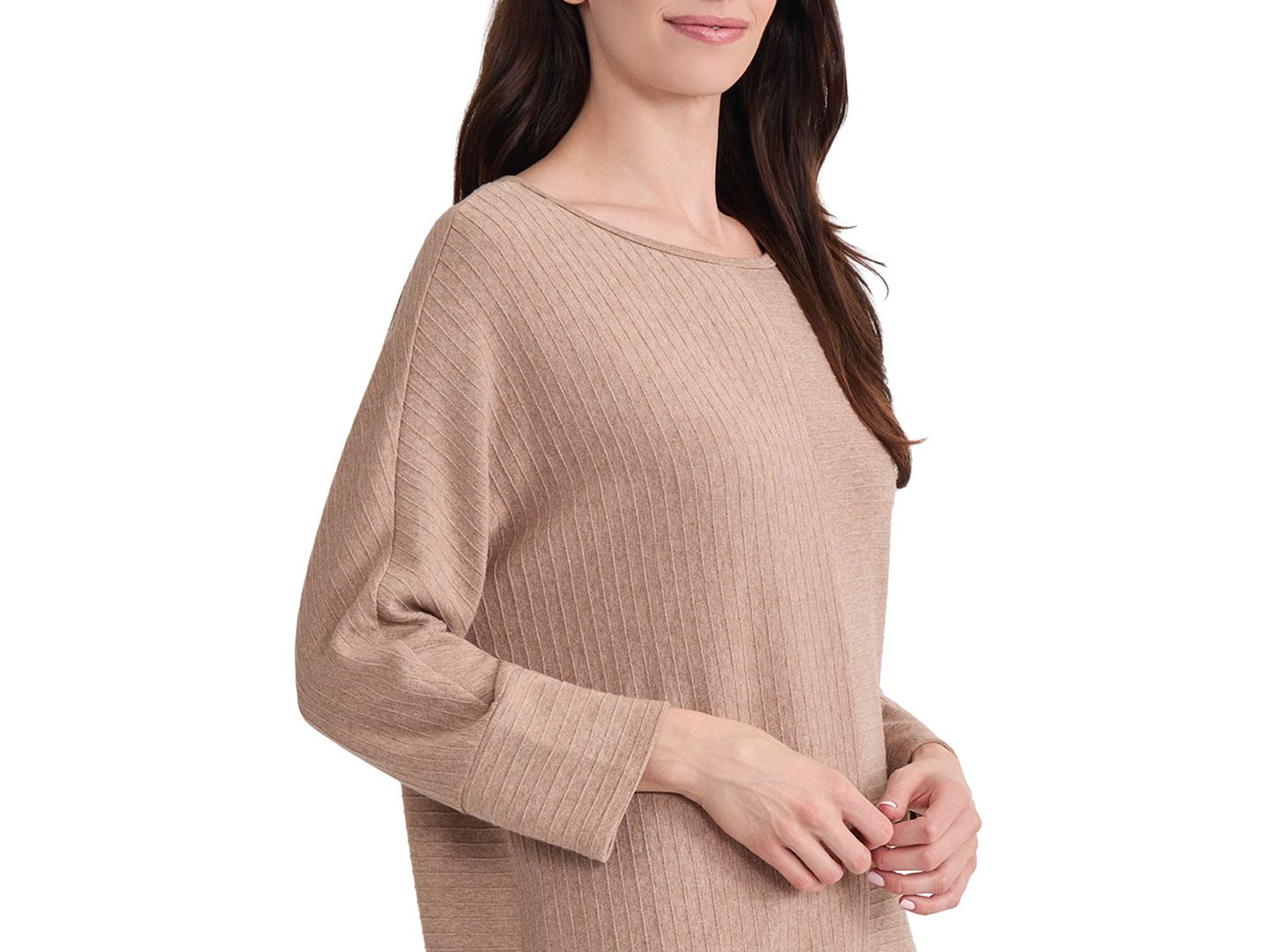 Женский топ Jones New York Dolman Boat Neck Ribbed Tunic Top, цвет: Меланжевый — фото 3
