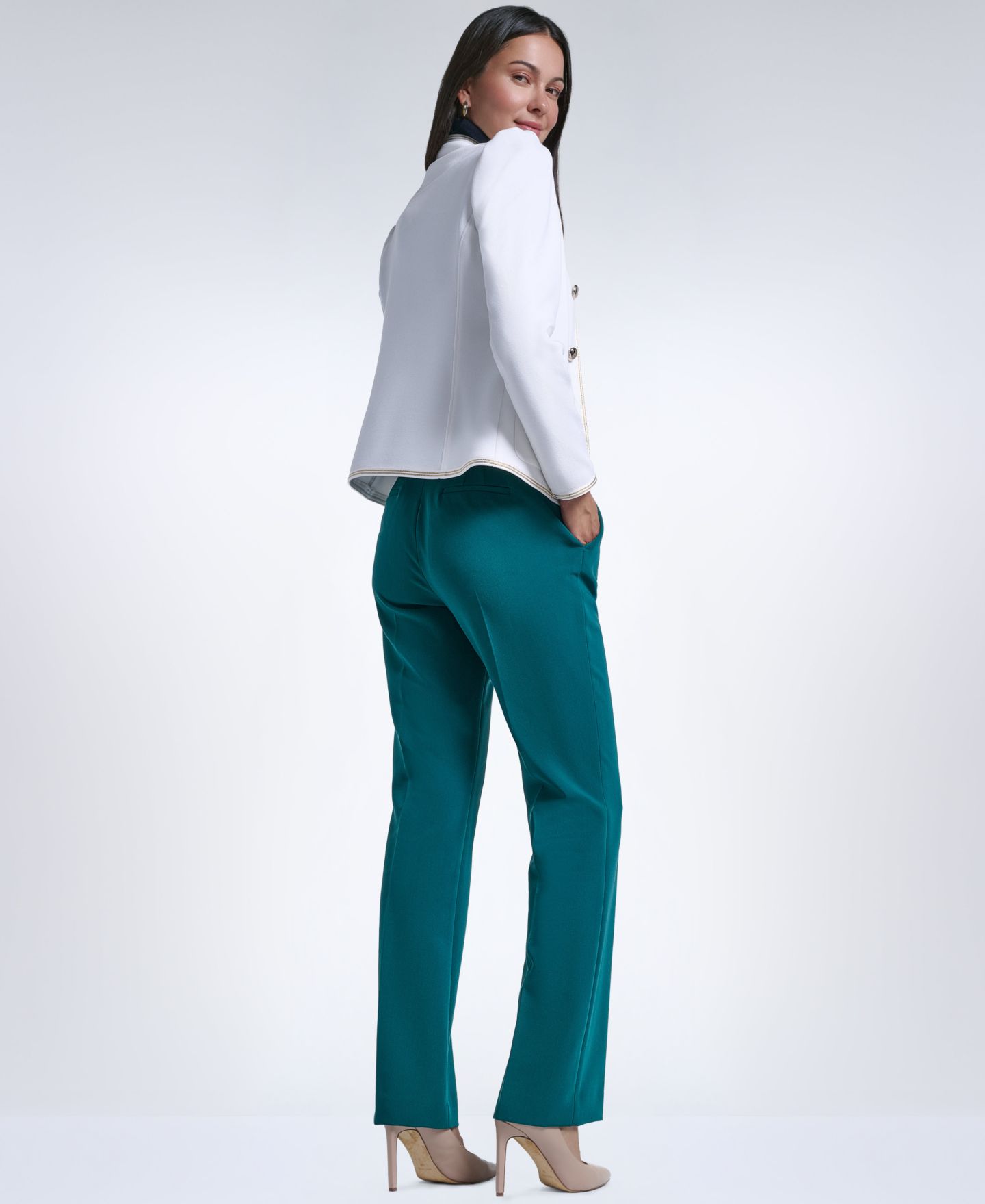 Женская куртка Tommy Hilfiger Picuba Band Collar Shoulder-Padding, цвет: Слоновая кость — фото 5