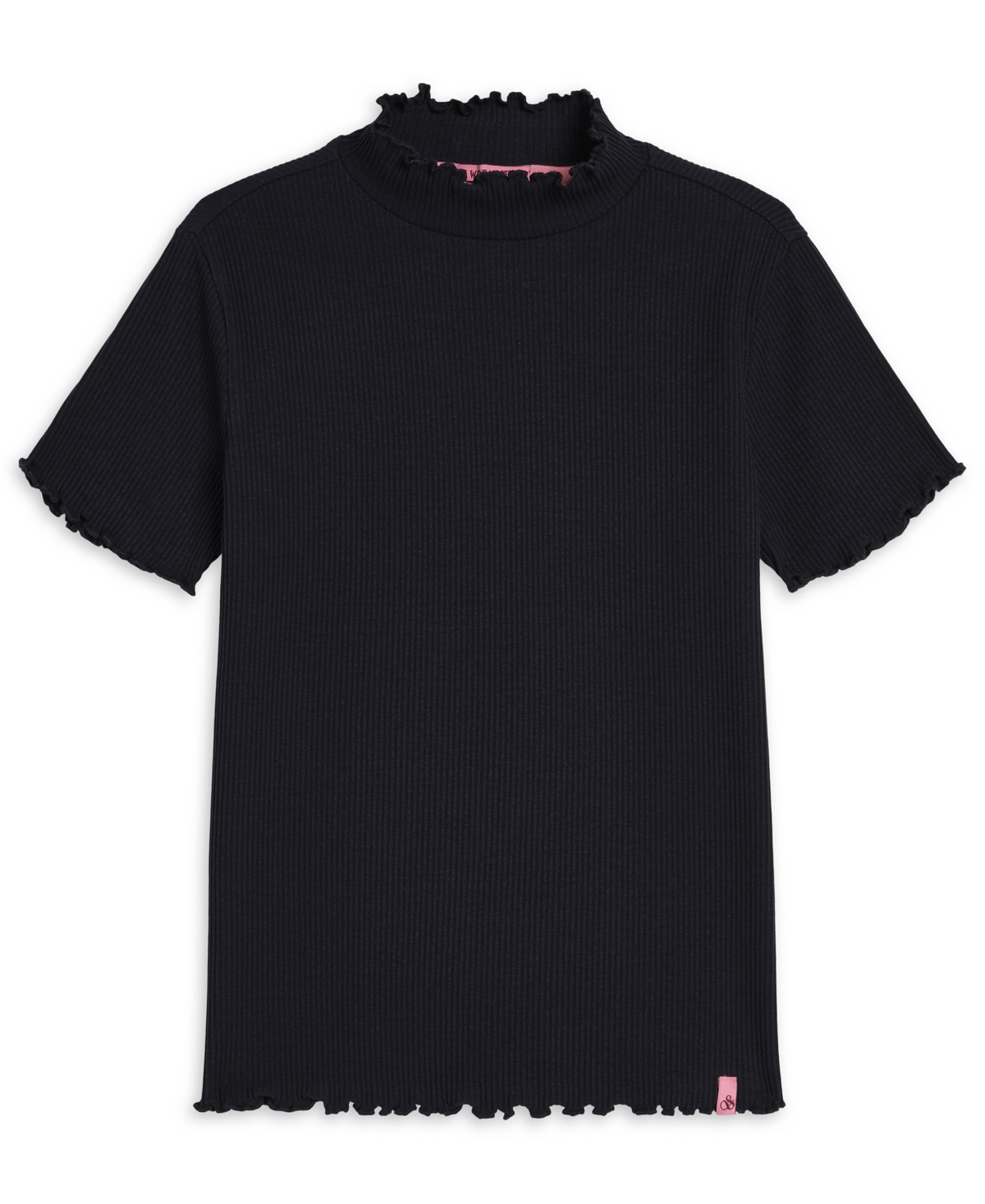 Scotch & Soda Girls' 7-16 Mock Neck Ribbed Short-Sleeve Cotton-Blend T-Shirt