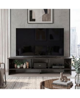 Modern Minimalist Open Shelf TV Stand Scratch Resistant Melamine Media Console for Living Room
