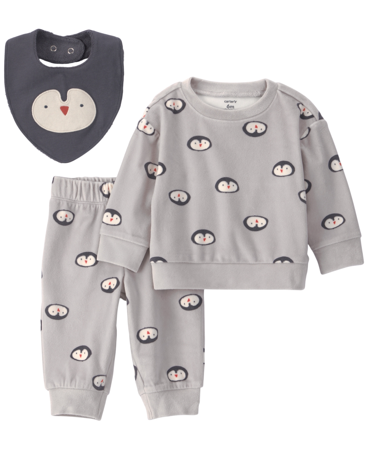 Carter's Baby Boys' Penguin-Print Long-Sleeve Top, Pants and Bib, 3-Piece Set