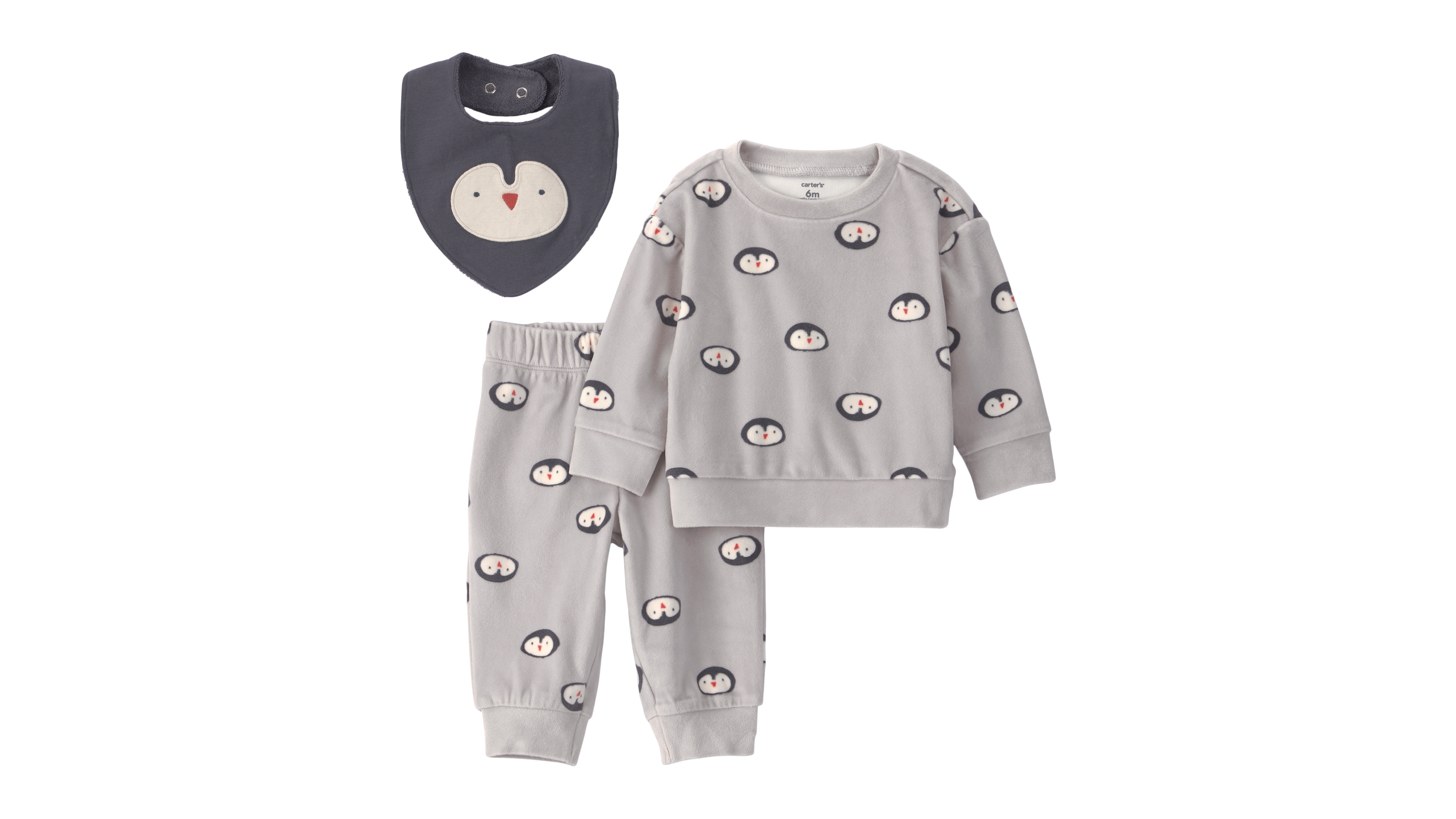 Carter's Baby Boys' Penguin-Print Long-Sleeve Top, Pants and Bib, 3-Piece Set