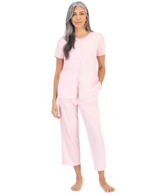Women's 2-Piece Cotton Printed Cropped Pajama set
